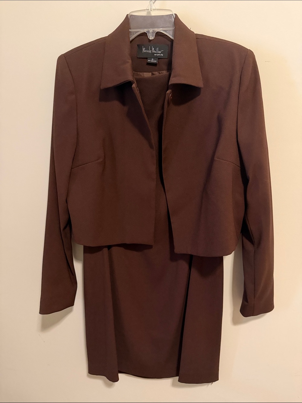 Nicole Miller Cropped Blazer in Deep Brown
